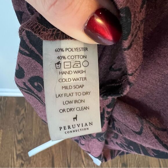 Peruvian Connection Floral Tunic Top Burnout Size Medium 3/4 Sleeve - Picture 7 of 7